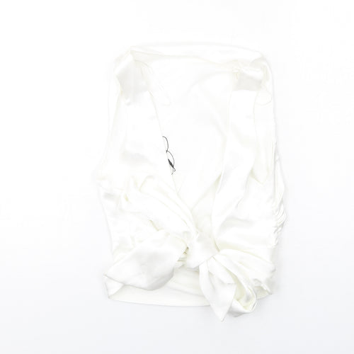 Zara Womens White Polyester Basic Tank Size M Round Neck - Open Back