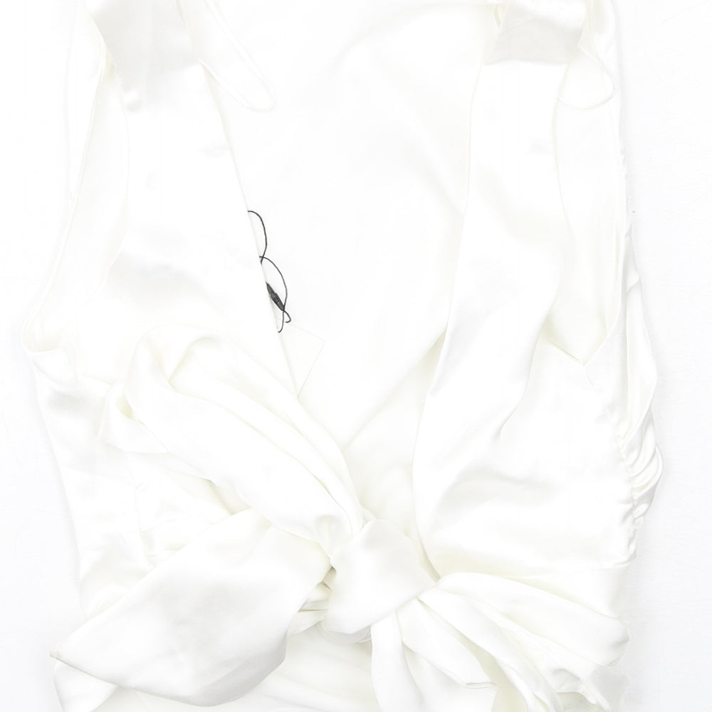 Zara Womens White Polyester Basic Tank Size M Round Neck - Open Back