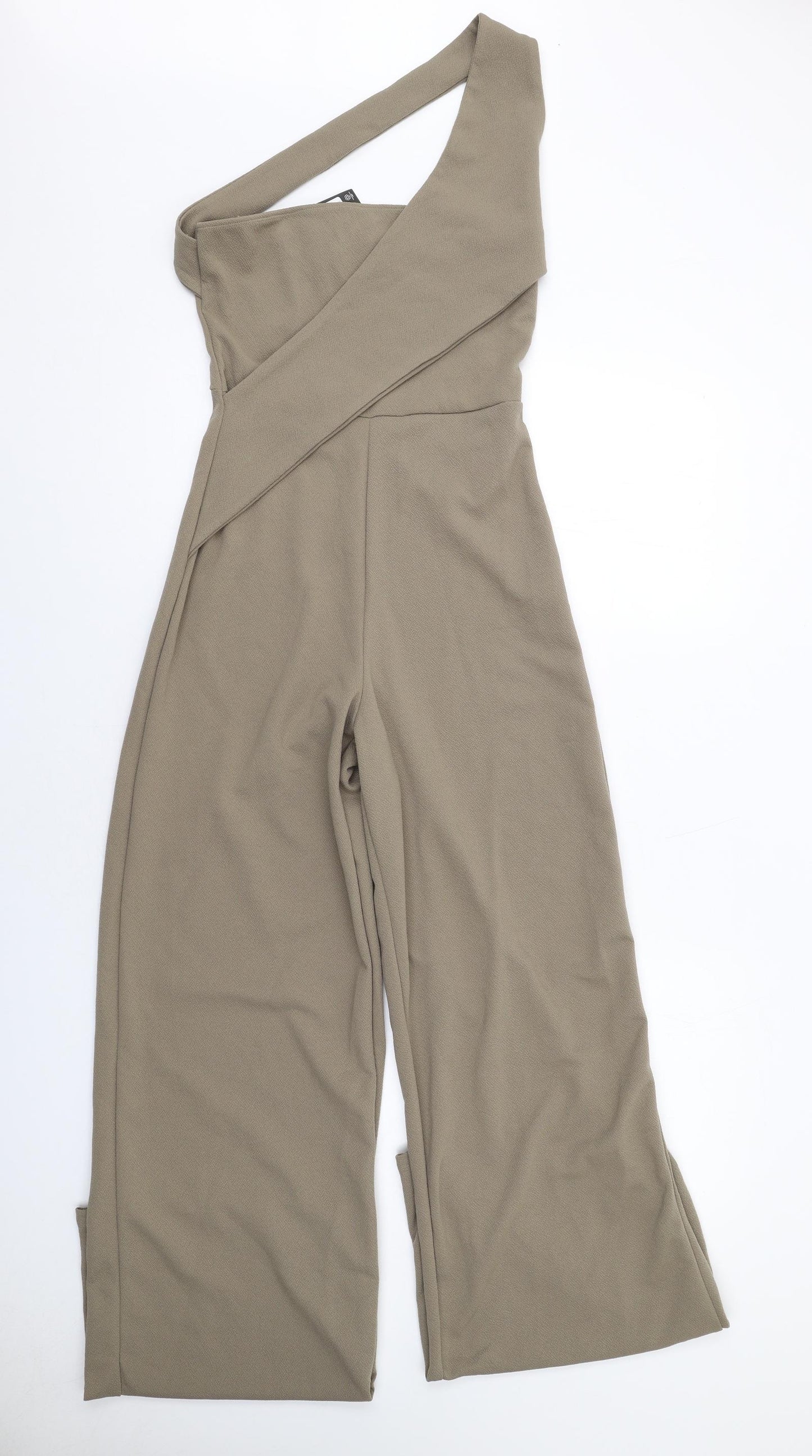 PRETTYLITTLETHING Womens Brown Polyester Jumpsuit One-Piece Size 10 L36 in Pullover