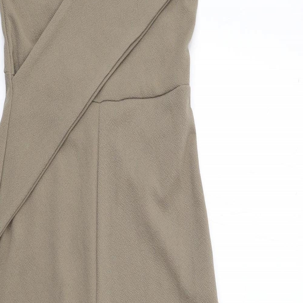 PRETTYLITTLETHING Womens Brown Polyester Jumpsuit One-Piece Size 10 L36 in Pullover