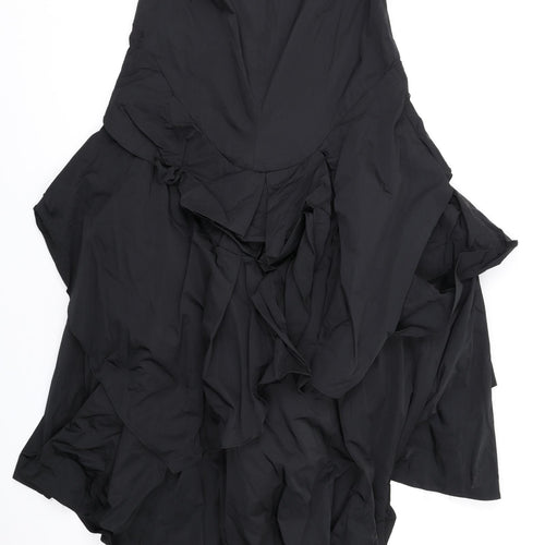 Karen Millen Womens Black Polyester A-Line Size 12 Square Neck Zip - Asymmetric Strapless