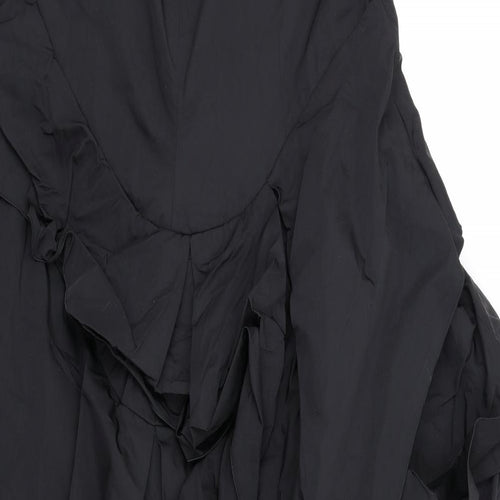 Karen Millen Womens Black Polyester A-Line Size 12 Square Neck Zip - Asymmetric Strapless