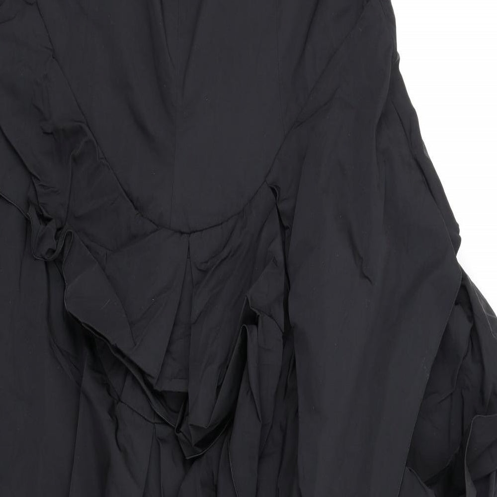 Karen Millen Womens Black Polyester A-Line Size 12 Square Neck Zip - Asymmetric Strapless