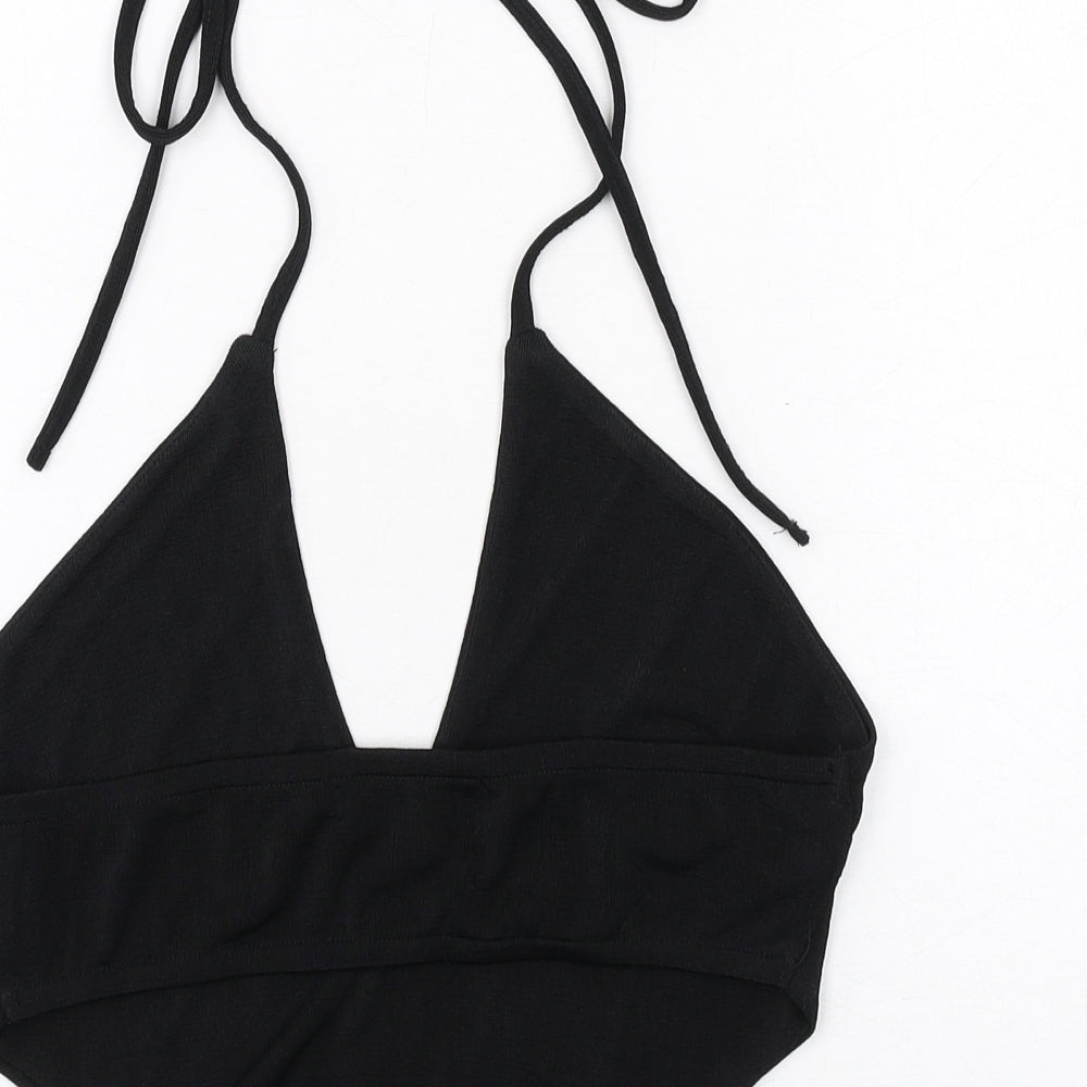 Motel Womens Black Polyester Cropped Tank Size S V-Neck