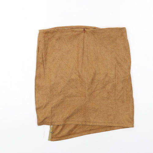 JCL Womens Brown Polyester A-Line Skirt Size M Zip