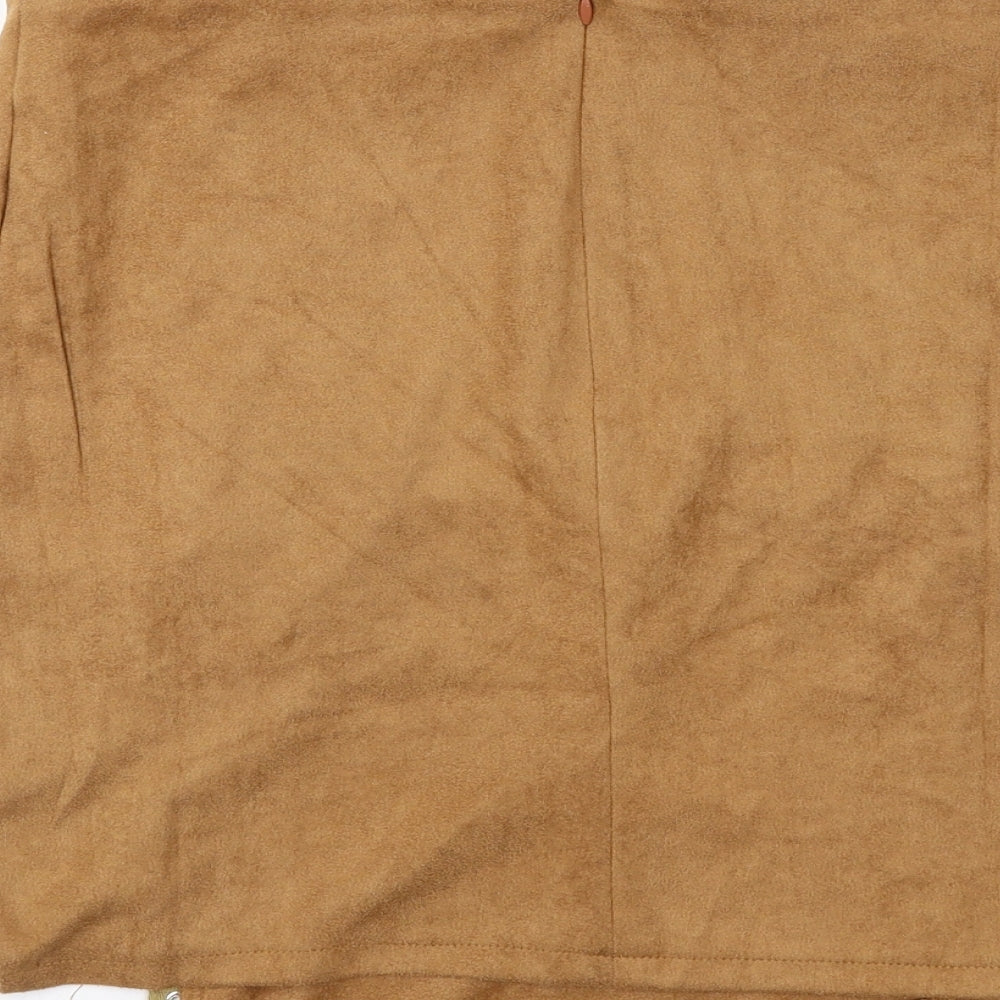 JCL Womens Brown Polyester A-Line Skirt Size M Zip