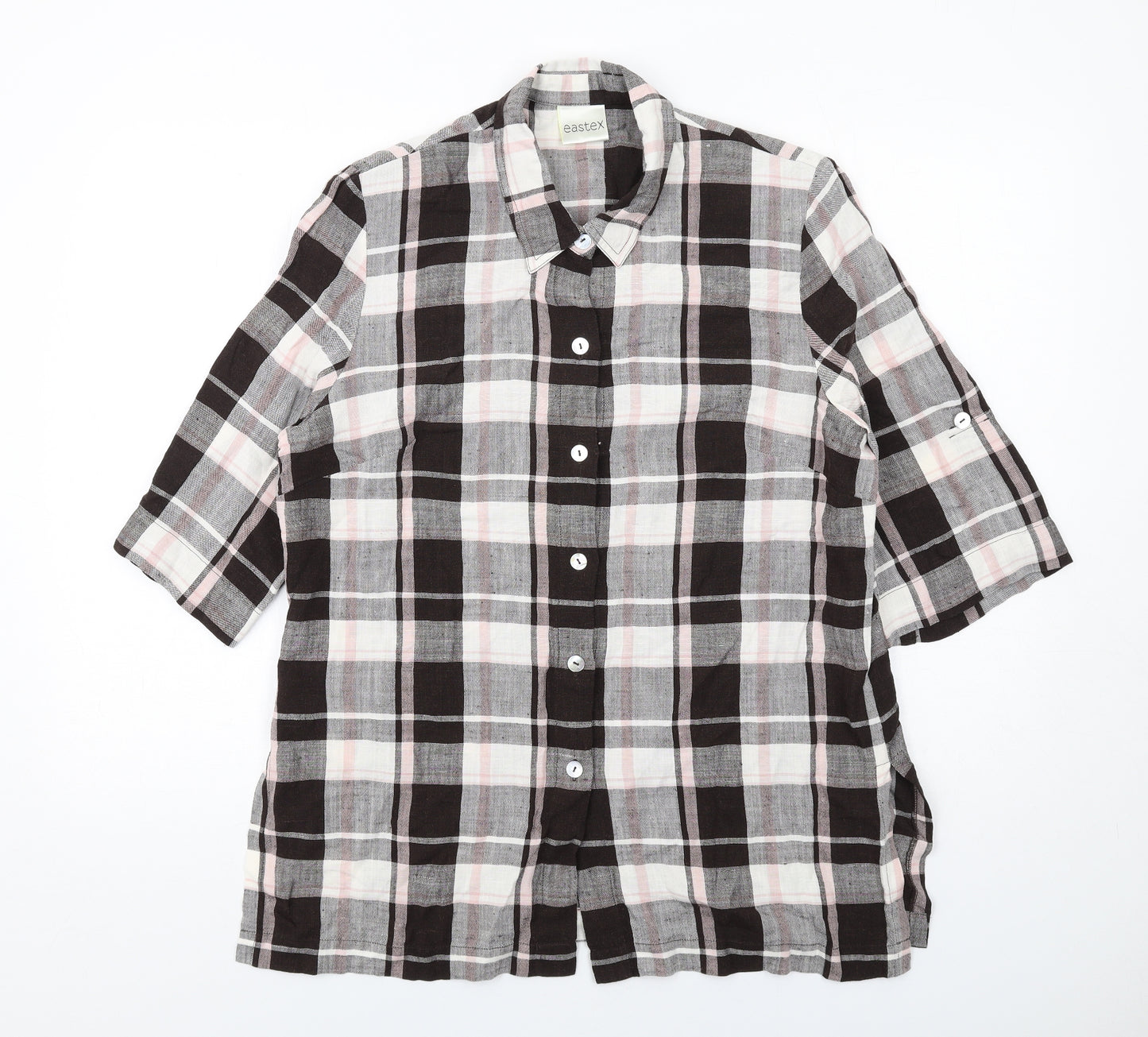 Eastex Womens Multicoloured Plaid Viscose Basic Button-Up Size 12 Collared