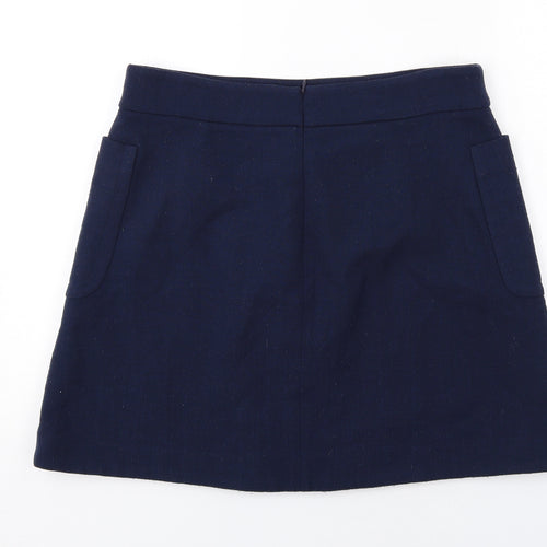 Boden Womens Blue Wool A-Line Skirt Size 14 Zip