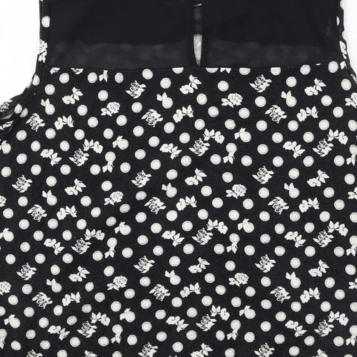 NEXT Womens Black Geometric Viscose Basic Tank Size 16 Round Neck