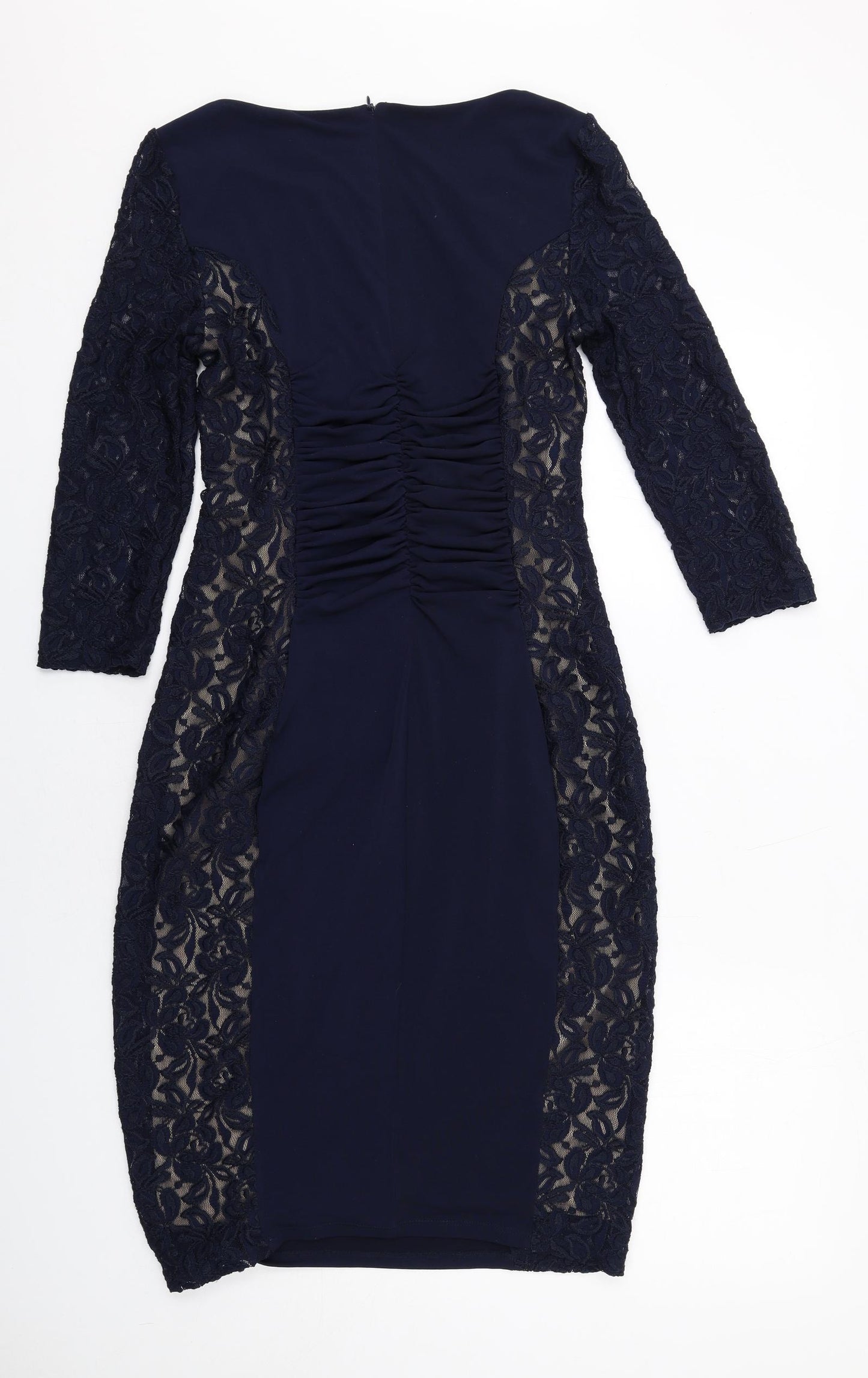 Phase Eight Womens Blue Geometric Polyester Shift Size 12 Round Neck Zip