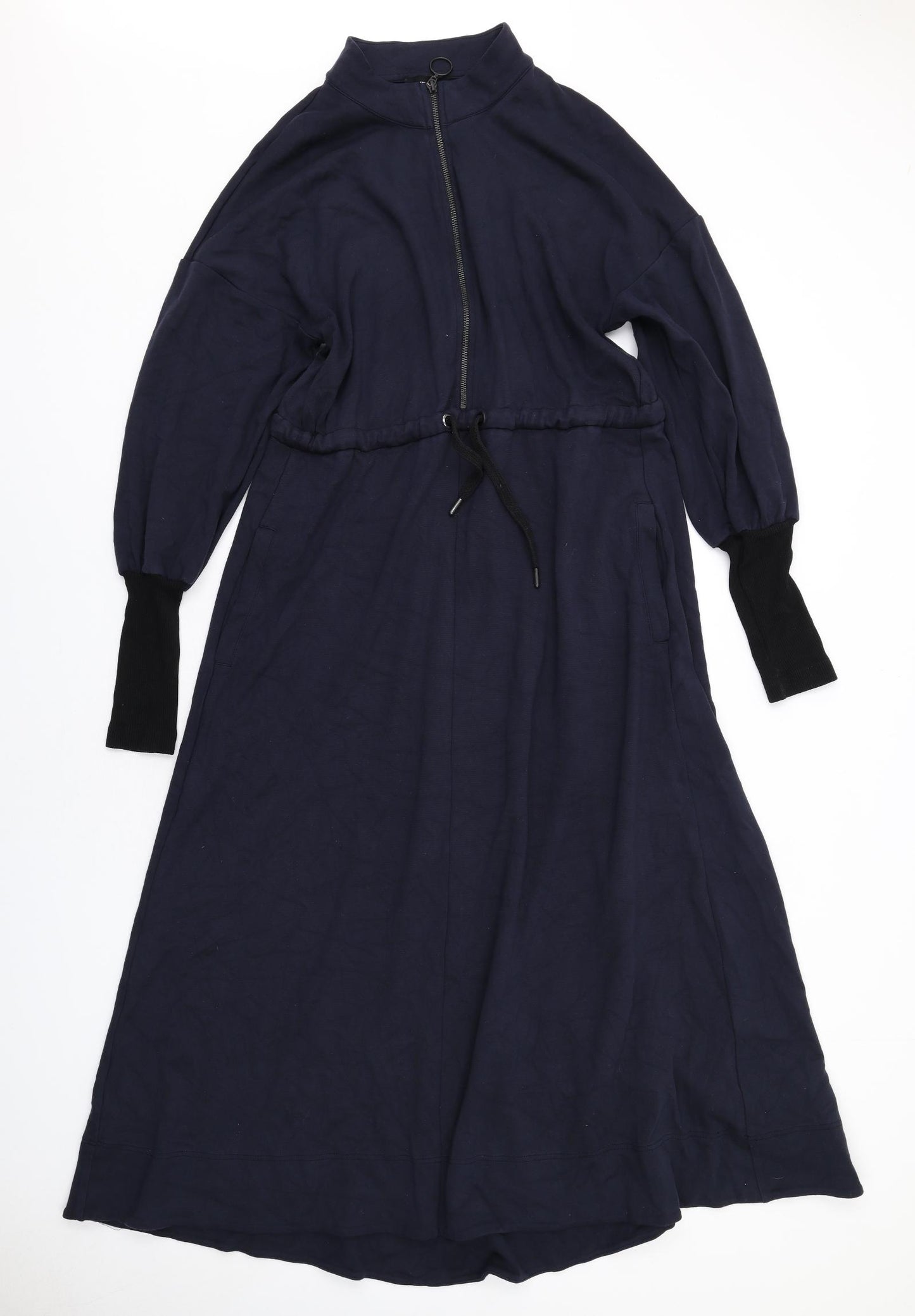 ME+EM Womens Blue Viscose Maxi Size 12 Mock Neck Zip