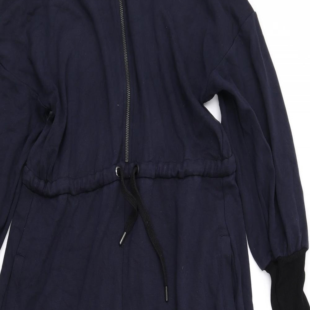 ME+EM Womens Blue Viscose Maxi Size 12 Mock Neck Zip