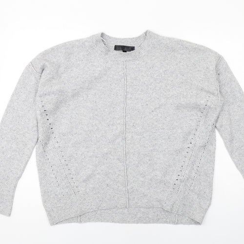 Topshop Womens Grey Round Neck Acrylic Pullover Jumper Size 10