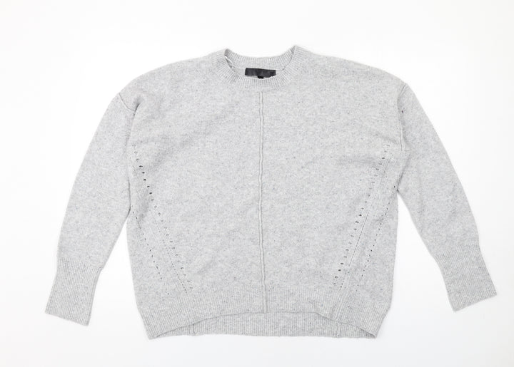 Topshop Womens Grey Round Neck Acrylic Pullover Jumper Size 10