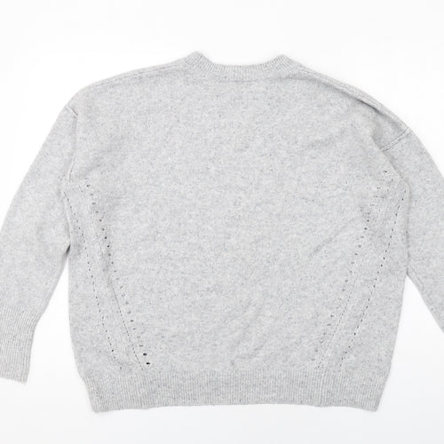 Topshop Womens Grey Round Neck Acrylic Pullover Jumper Size 10