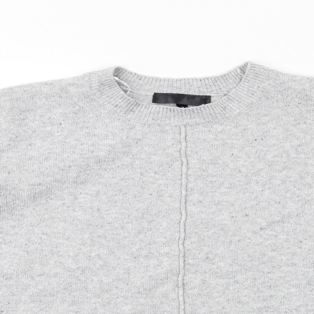 Topshop Womens Grey Round Neck Acrylic Pullover Jumper Size 10