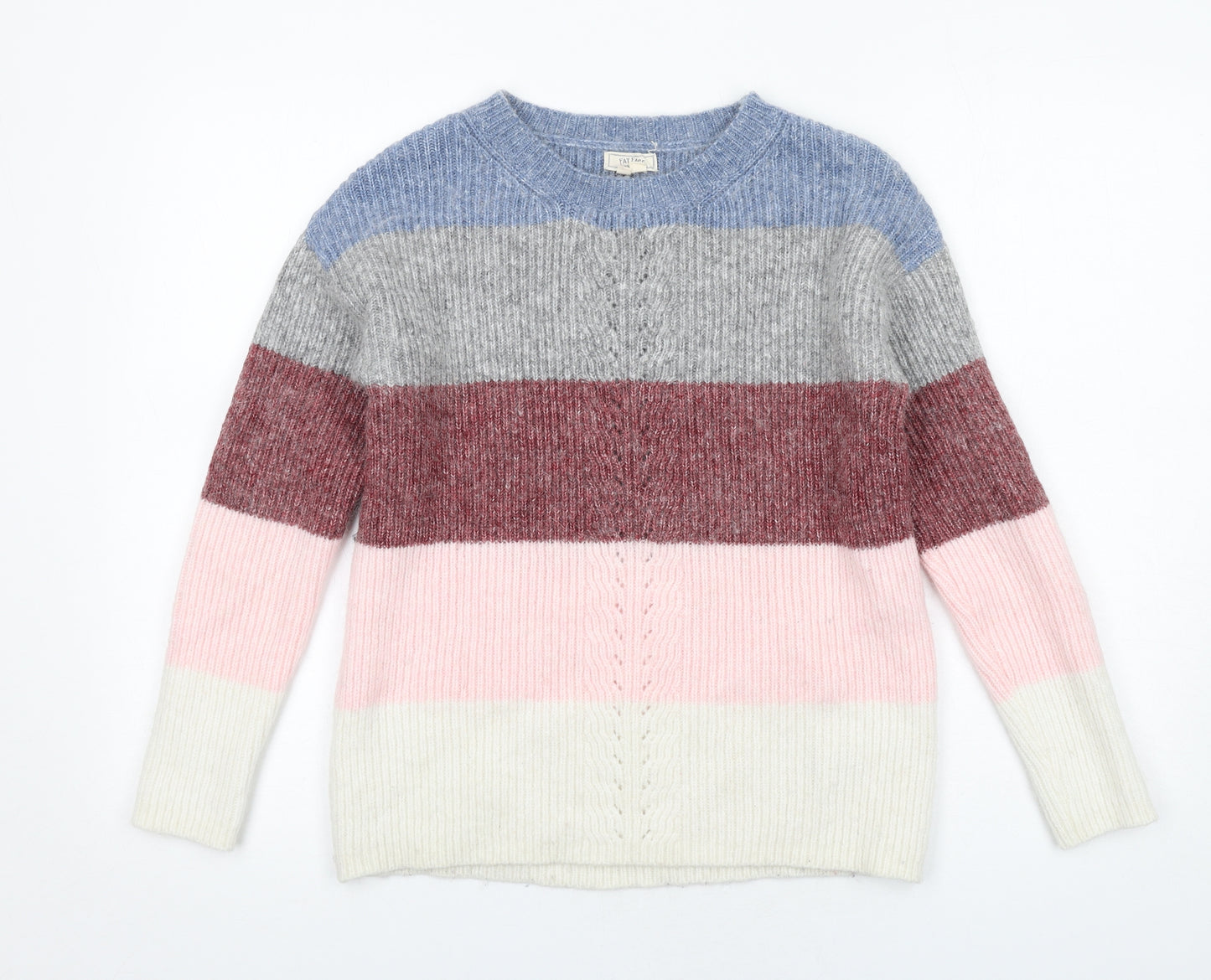 Fat Face Womens Multicoloured Round Neck Striped Polyamide Pullover Jumper Size 6