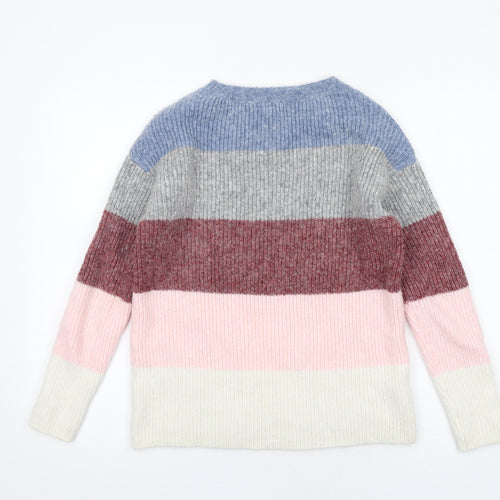 Fat Face Womens Multicoloured Round Neck Striped Polyamide Pullover Jumper Size 6