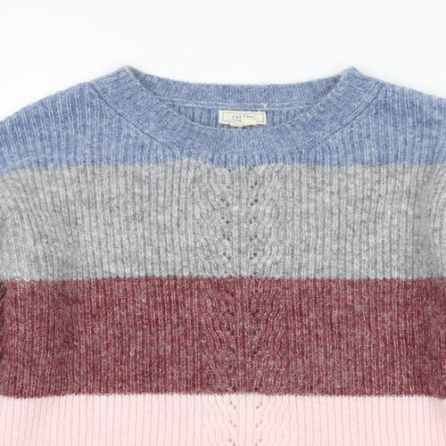 Fat Face Womens Multicoloured Round Neck Striped Polyamide Pullover Jumper Size 6