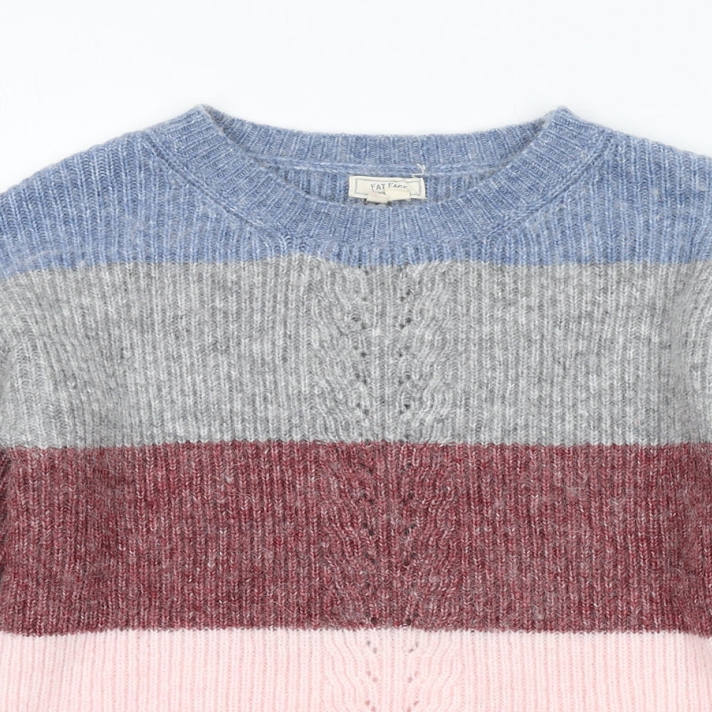 Fat Face Womens Multicoloured Round Neck Striped Polyamide Pullover Jumper Size 6