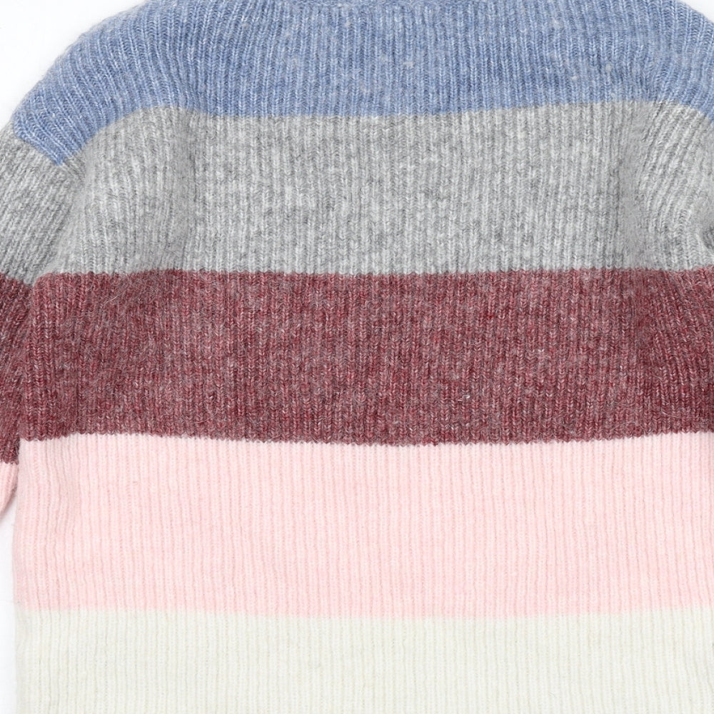 Fat Face Womens Multicoloured Round Neck Striped Polyamide Pullover Jumper Size 6