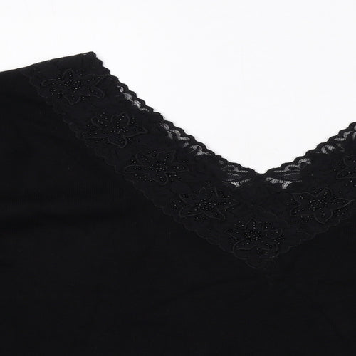 Alex & Co. Womens Black V-Neck Viscose Pullover Jumper Size 16 - Lace Trim