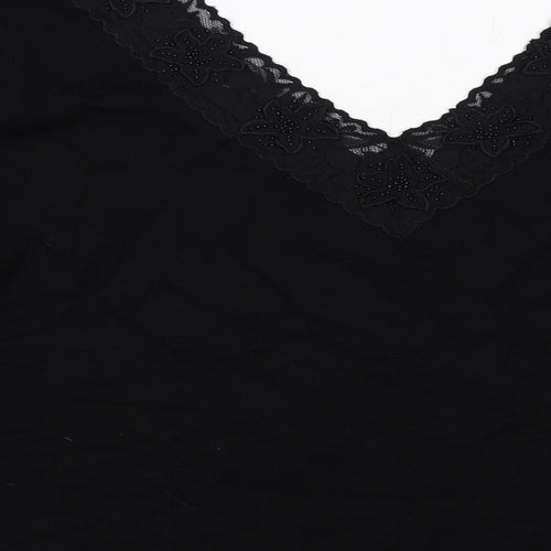 Alex & Co. Womens Black V-Neck Viscose Pullover Jumper Size 16 - Lace Trim