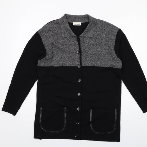 Gerry Weber Womens Black Collared Wool Cardigan Jumper Size 8