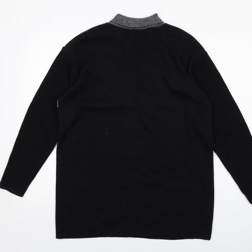 Gerry Weber Womens Black Collared Wool Cardigan Jumper Size 8