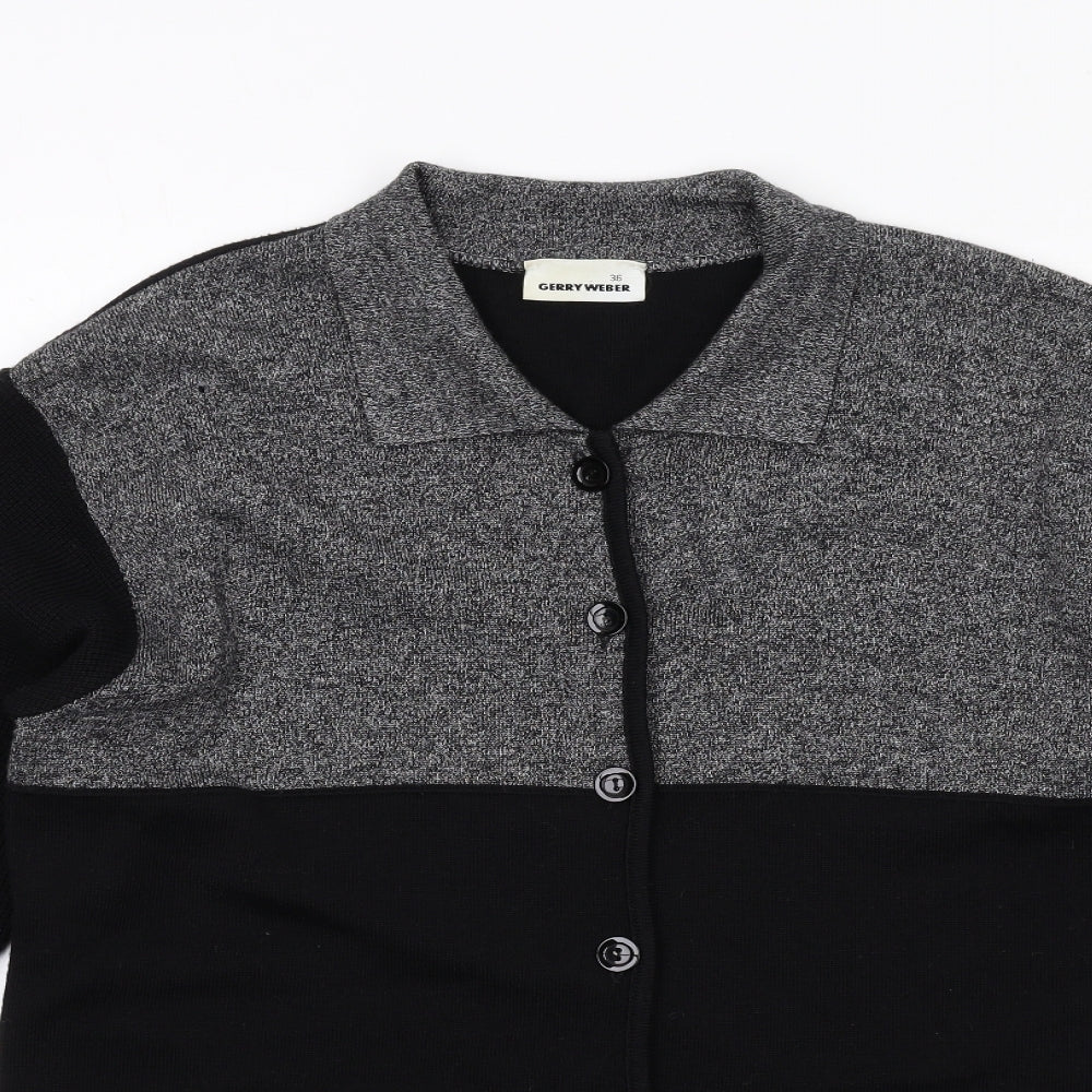 Gerry Weber Womens Black Collared Wool Cardigan Jumper Size 8