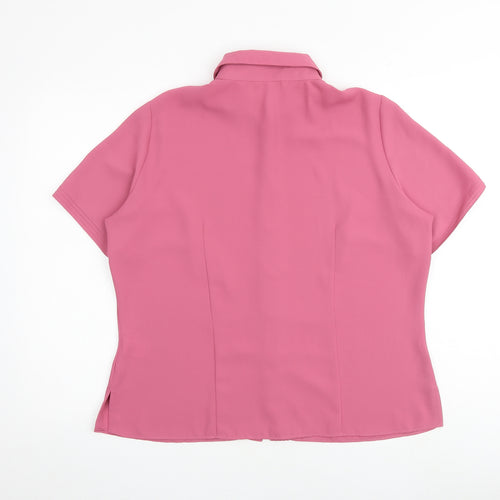 Marks and Spencer Womens Pink Polyester Basic Button-Up Size 16 Collared
