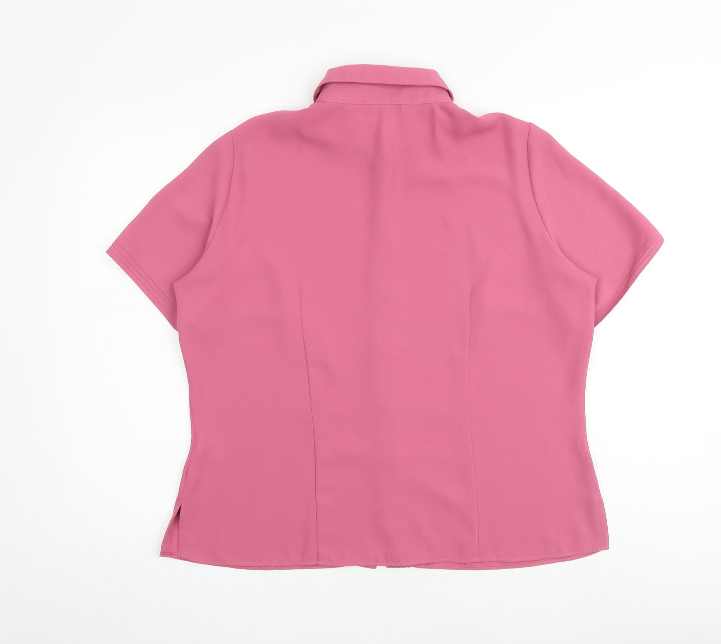 Marks and Spencer Womens Pink Polyester Basic Button-Up Size 16 Collared
