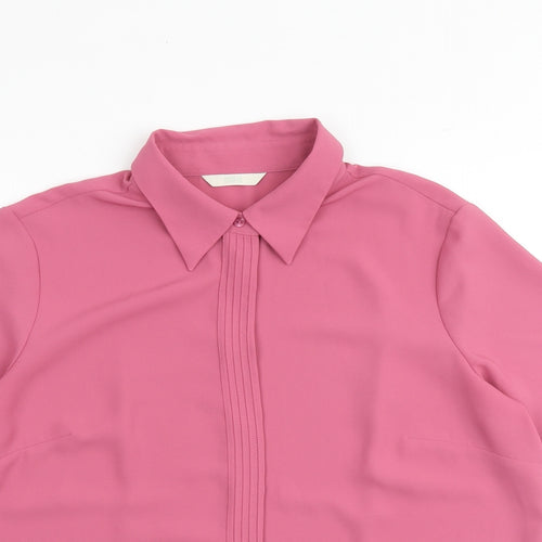 Marks and Spencer Womens Pink Polyester Basic Button-Up Size 16 Collared