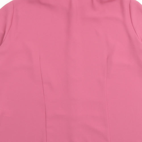 Marks and Spencer Womens Pink Polyester Basic Button-Up Size 16 Collared