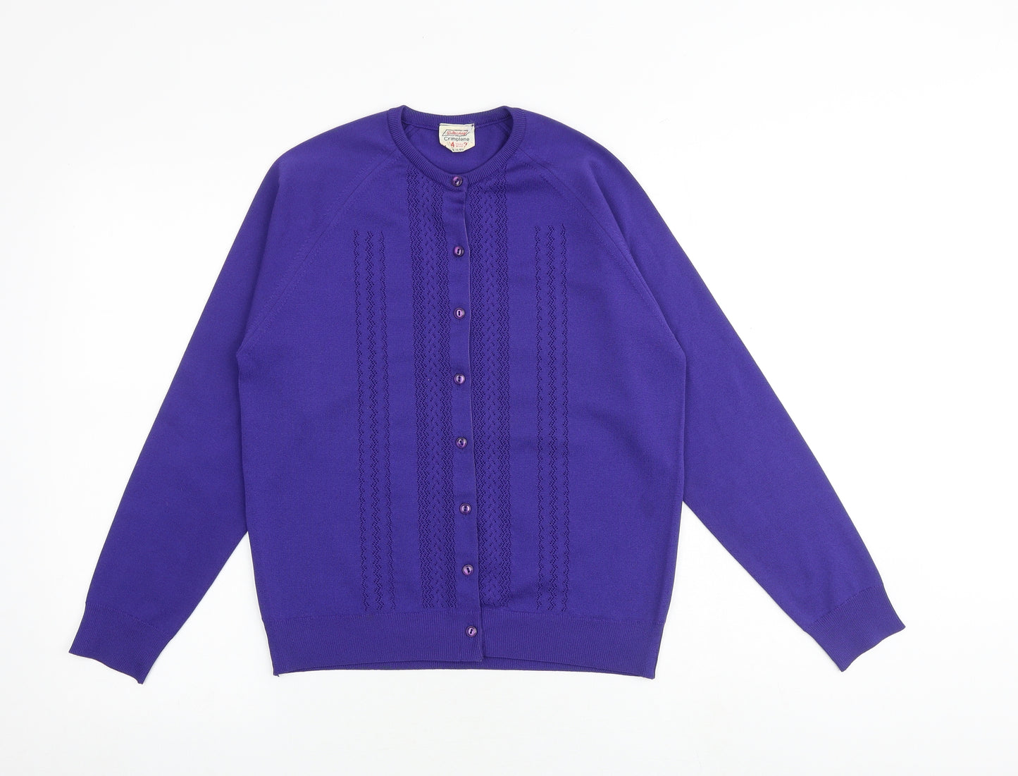 St Michael Womens Purple Round Neck Acrylic Cardigan Jumper Size 14