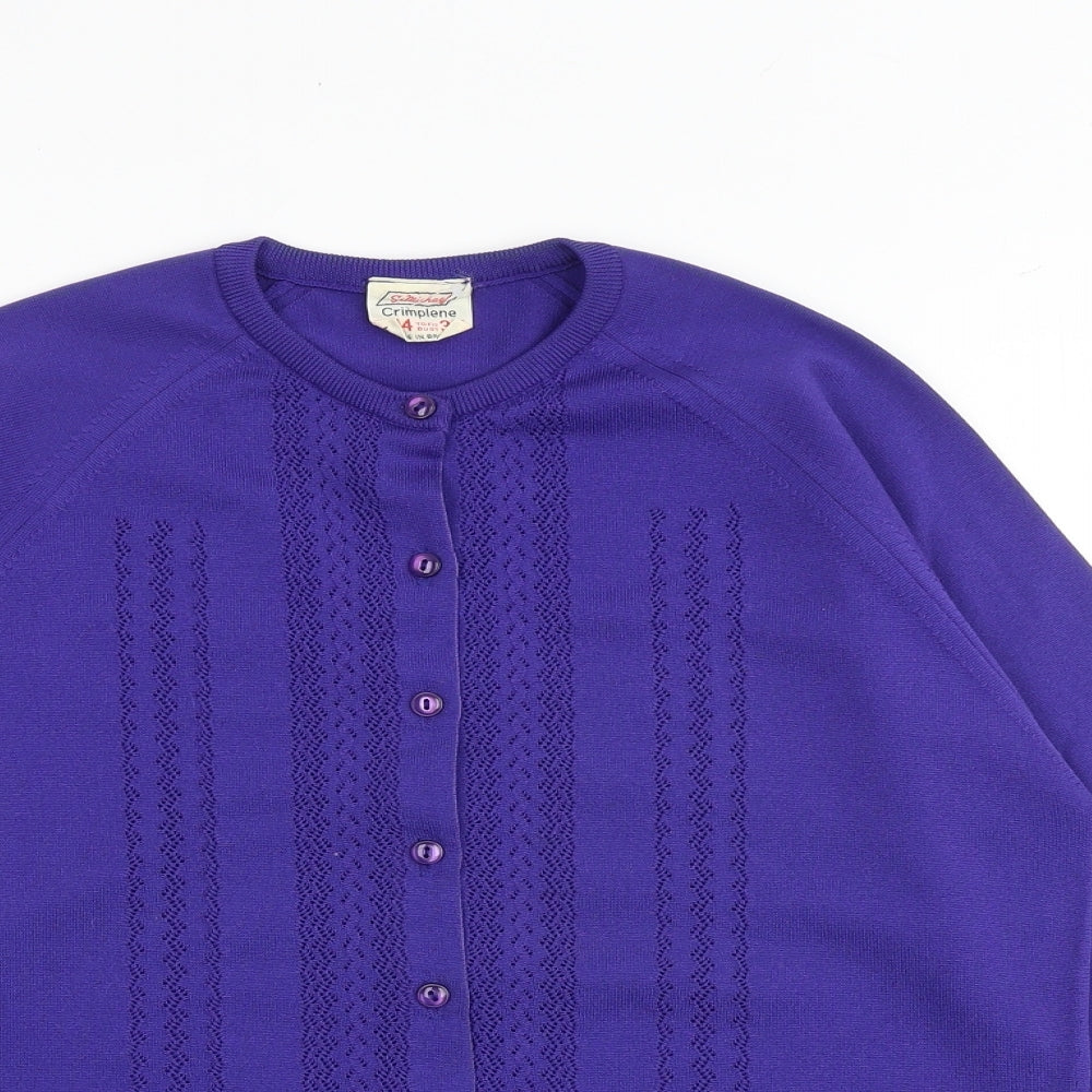 St Michael Womens Purple Round Neck Acrylic Cardigan Jumper Size 14