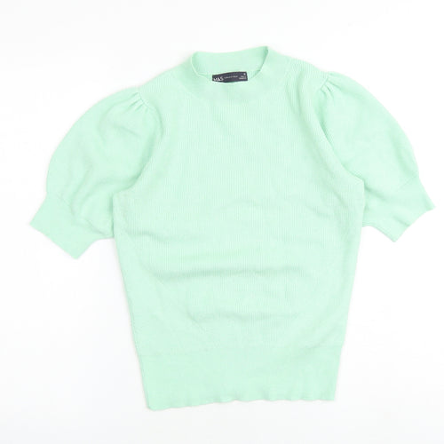 Marks and Spencer Womens Green Round Neck Viscose Pullover Jumper Size 10