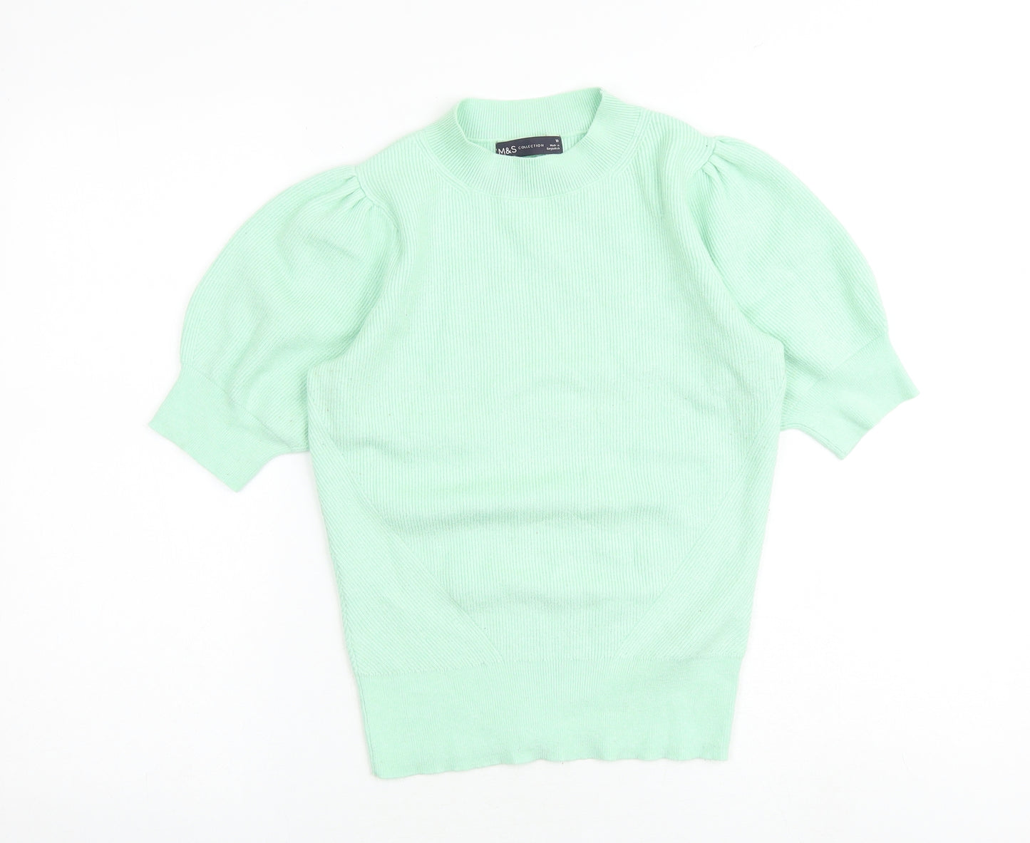 Marks and Spencer Womens Green Round Neck Viscose Pullover Jumper Size 10