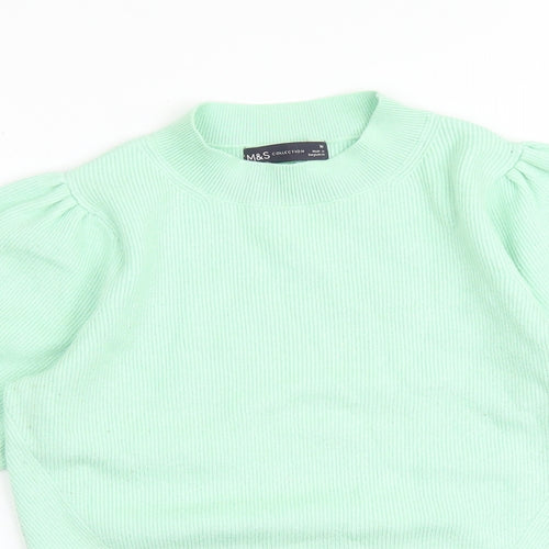 Marks and Spencer Womens Green Round Neck Viscose Pullover Jumper Size 10