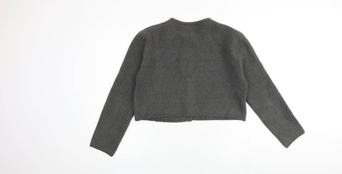 Zara Womens Grey Round Neck Acrylic Cardigan Jumper Size S