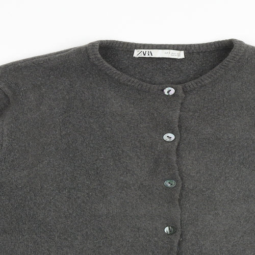 Zara Womens Grey Round Neck Acrylic Cardigan Jumper Size S