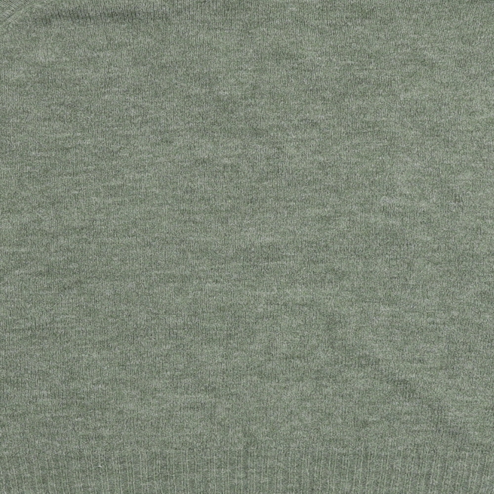 H&M Womens Green Round Neck Acrylic Pullover Jumper Size M