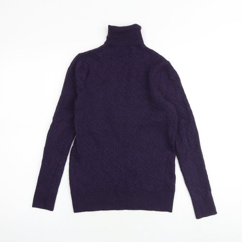 William Hunt Womens Purple Roll Neck 100% Merino Wool Pullover Jumper Size M