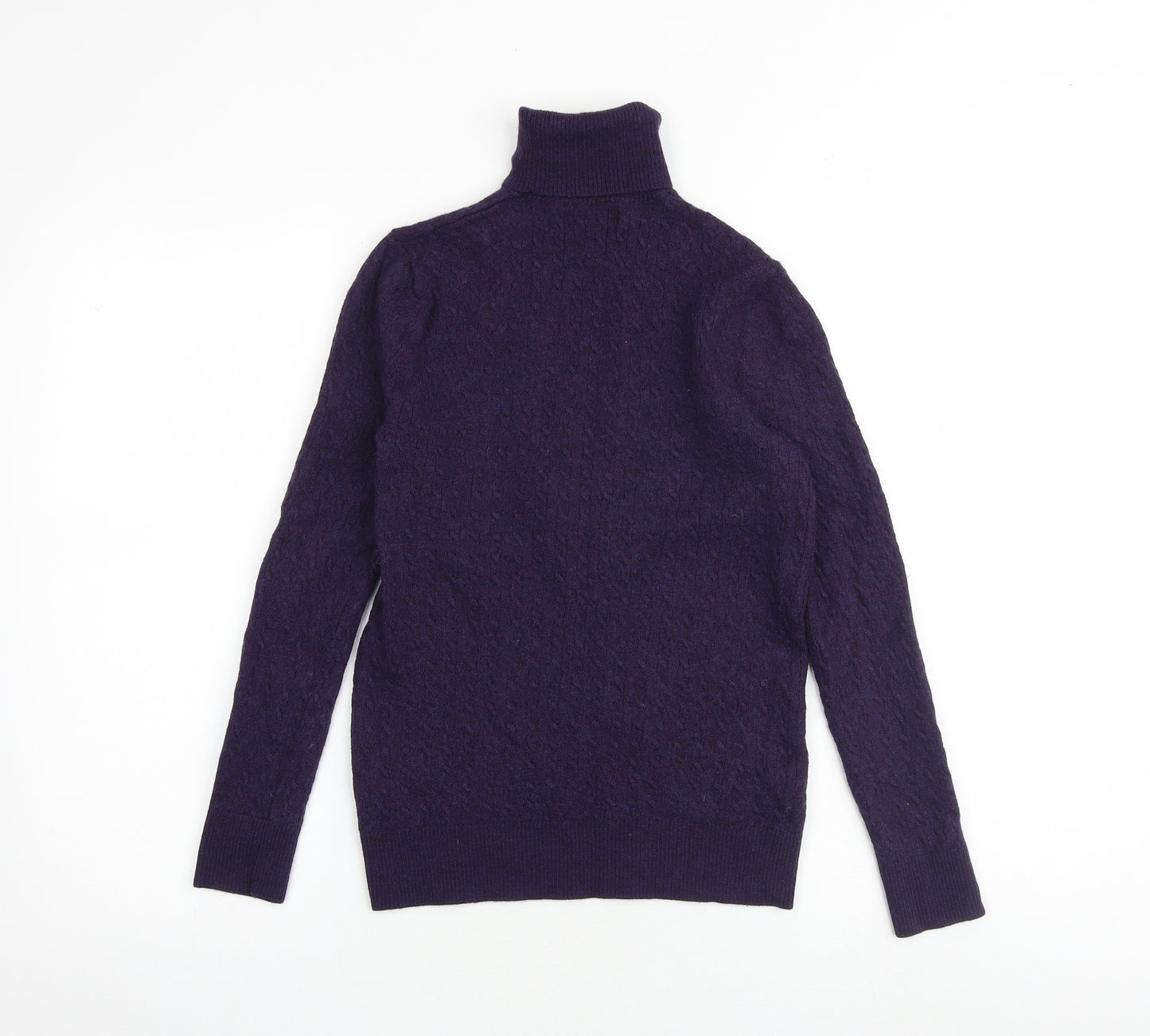 William Hunt Womens Purple Roll Neck 100% Merino Wool Pullover Jumper Size M