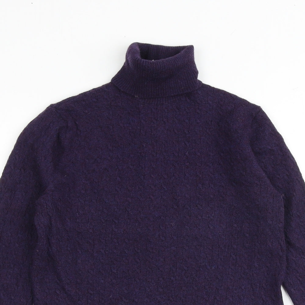 William Hunt Womens Purple Roll Neck 100% Merino Wool Pullover Jumper Size M