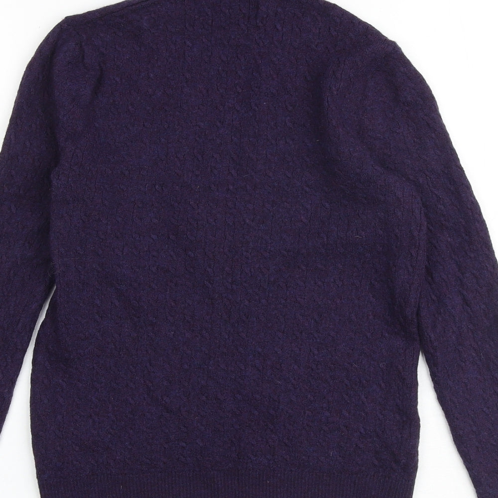 William Hunt Womens Purple Roll Neck 100% Merino Wool Pullover Jumper Size M