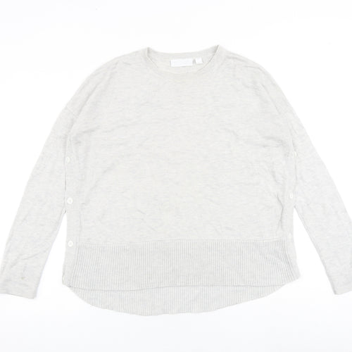 White Company Womens Grey Round Neck Viscose Pullover Jumper Size 10