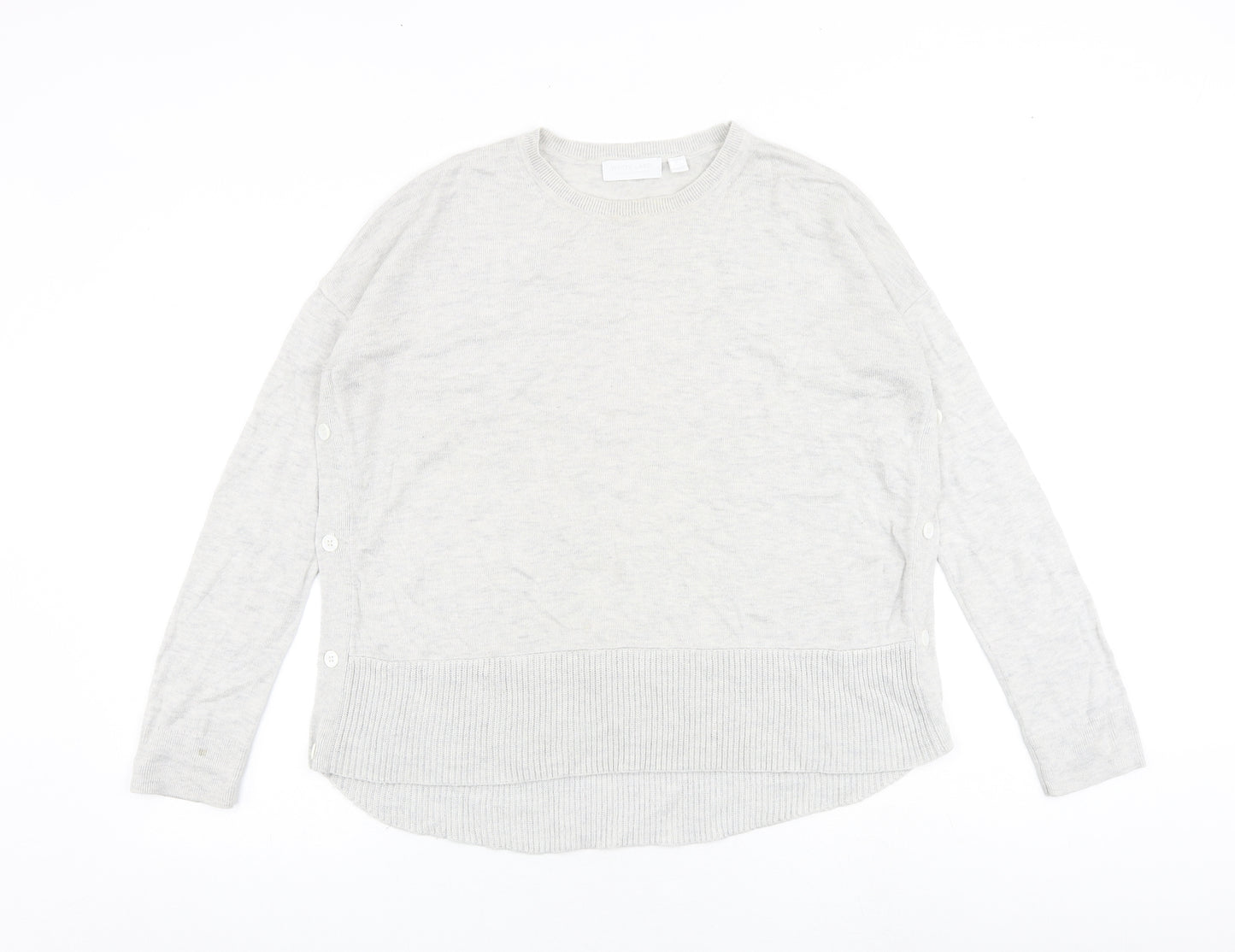 White Company Womens Grey Round Neck Viscose Pullover Jumper Size 10