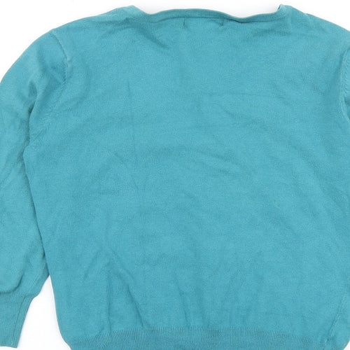 Red Herring Womens Green Round Neck Cotton Cardigan Jumper Size 8