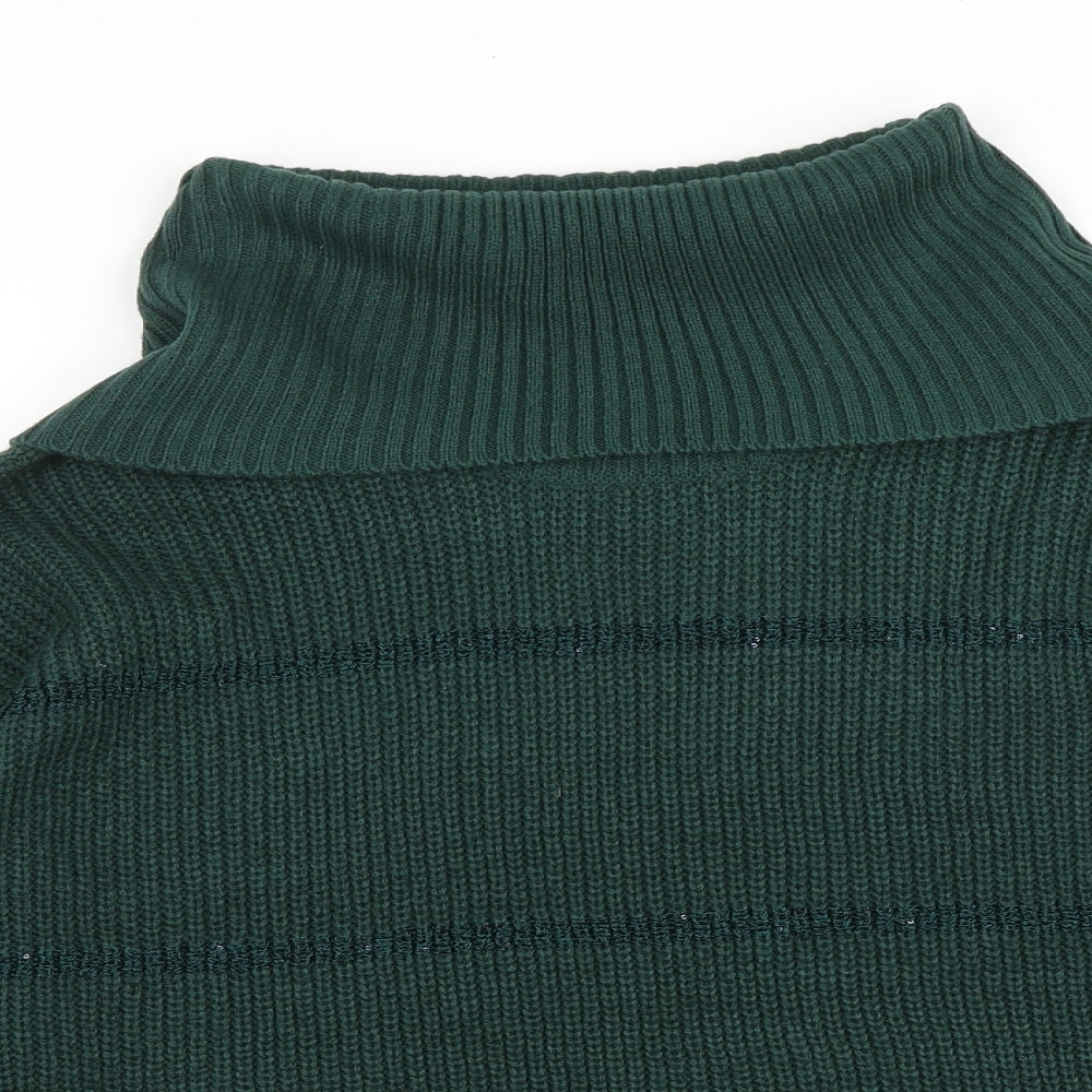 Be Loved Womens Green Roll Neck Acrylic Pullover Jumper Size XL